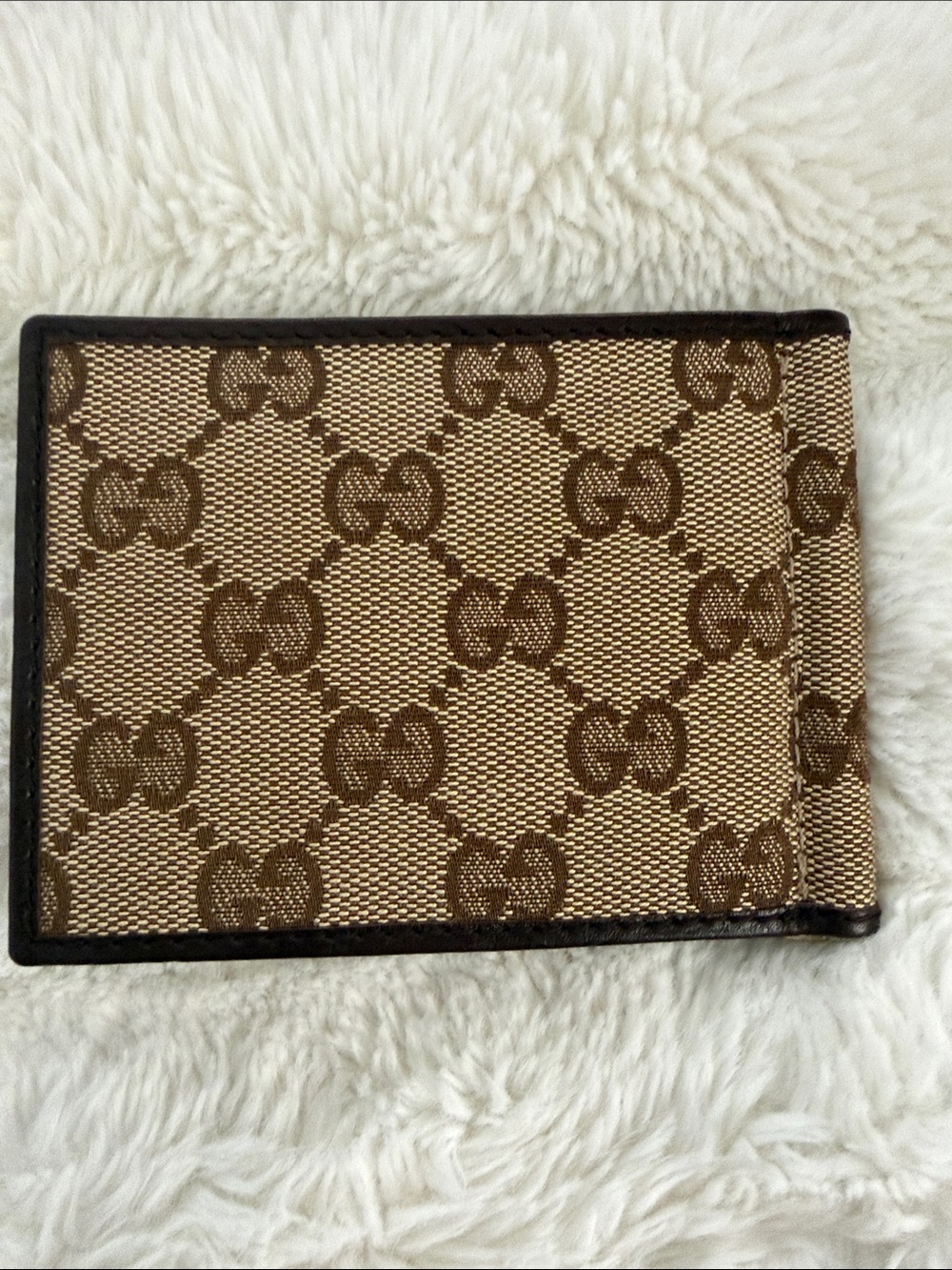 Gucci Brown & Beige GG Canvas Card Holder with Silver Emblem - Picture 5 of 5
